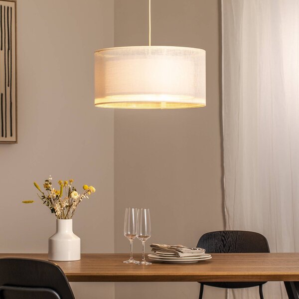 Lampada a sospensione Duo Den Light Maco Design, dimmerabile, Crema / Ambra, Soggiorno / Sala da pranzo, Tessuto / Stoffa / Seta, Lampada a sospensione