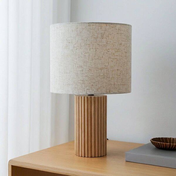 Lampada da tavolo Kimiko Lindby, Legno chiaro, Soggiorno / Sala da pranzo, Legno, Scandinavo, Lampada da tavolo