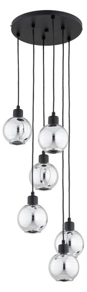 Lampadario sospeso con cavo ARVENE 6xE27/15W/230V nero/cromo lucido
