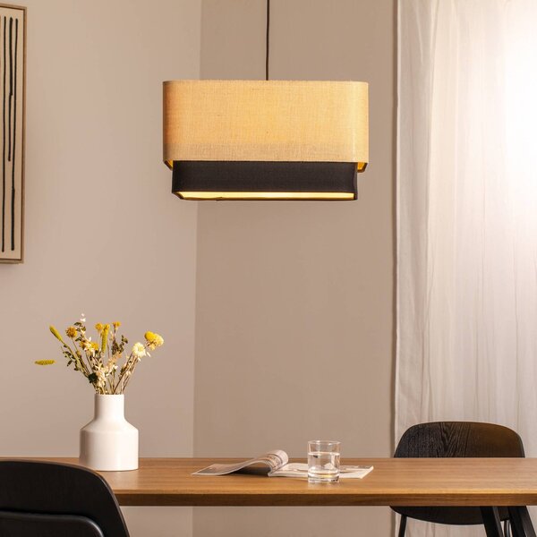 Lampada a sospensione Kwadro Duo Maco Design, dimmerabile, Soggiorno / Sala da pranzo, Tessuto / Stoffa / Seta, Lampada a sospensione
