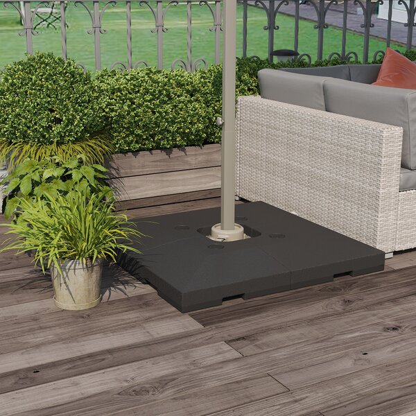 Outsunny Set 4 Basi a Croce per Ombrelloni da Giardino Riempibili con Acqua e Sabbia, Nero, 51x51x12 cm nero 4x :51x51x12cm