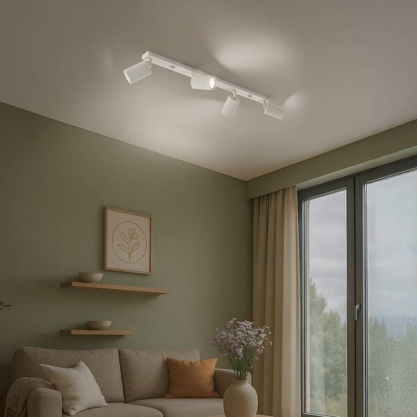 Faretto da soffitto in carbonio, beige, lunghezza 81 cm, alluminio, a 4 luci. Karbon SOLLUX LIGHTING, dimmerabile, Crema / Ambra, Soggiorno / Sala da pranzo, Alluminio, Moderno, Faretto alogeno