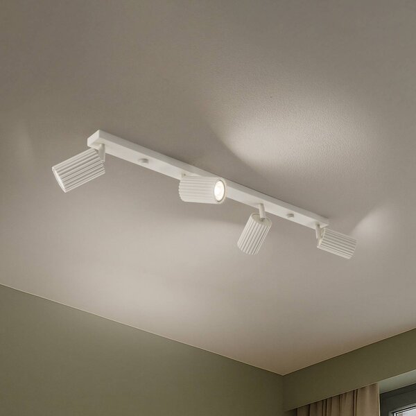 Faretto da soffitto in carbonio, beige, lunghezza 81 cm, alluminio, a 4 luci. Karbon SOLLUX LIGHTING, dimmerabile, Crema / Ambra, Soggiorno / Sala da pranzo, Alluminio, Moderno, Faretto alogeno