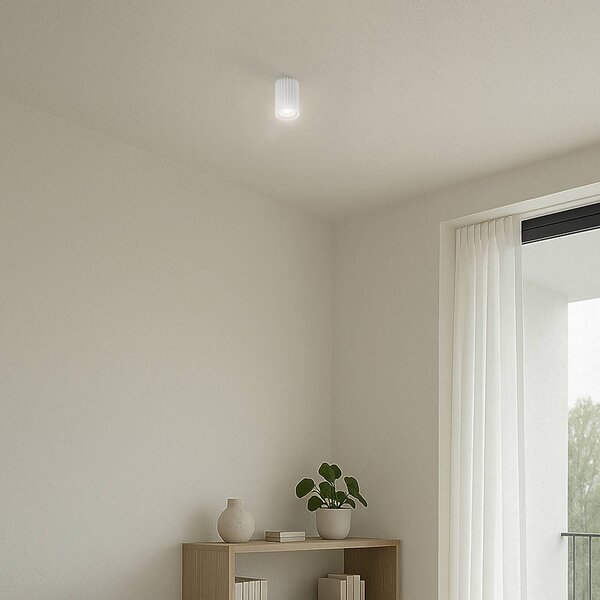 Plafoniera soffitto Karbon SOLLUX LIGHTING, dimmerabile, Bianco / Opale, Soggiorno / Sala da pranzo, Alluminio, Moderno, Plafoniera