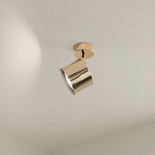 Faretto da soffitto Chloe, orientabile, a 1 luce, acciaio color ottone Chloe Argon, dimmerabile, Ottone / Oro, Soggiorno / Sala da pranzo, Metallo, Moderno, Faretto
