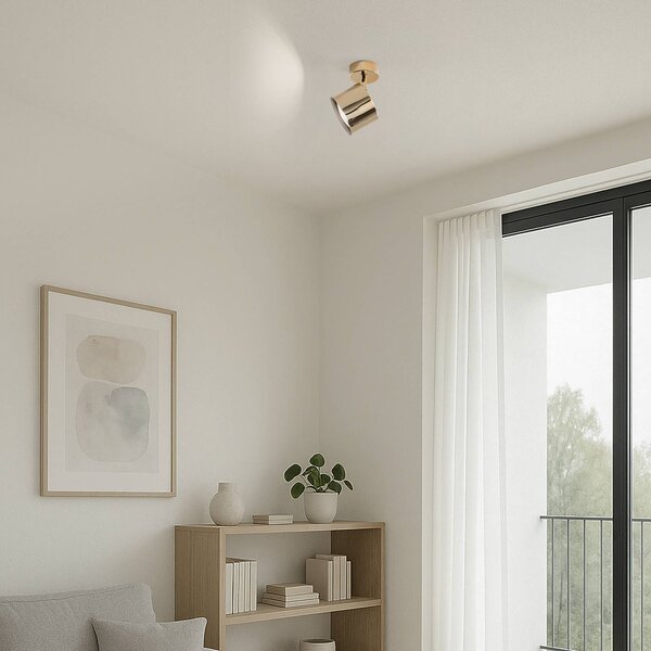 Faretto da soffitto Chloe, orientabile, a 1 luce, acciaio color ottone Chloe Argon, dimmerabile, Ottone / Oro, Soggiorno / Sala da pranzo, Metallo, Moderno, Faretto