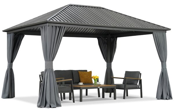 Gazebo in metallo Sardegna con tende 3x4 Garden Point antracite