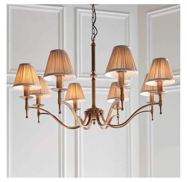 Endon 63629 - Lampadario a sospensione con catena STANFORD 8xE14/40W/230V ottone/beige