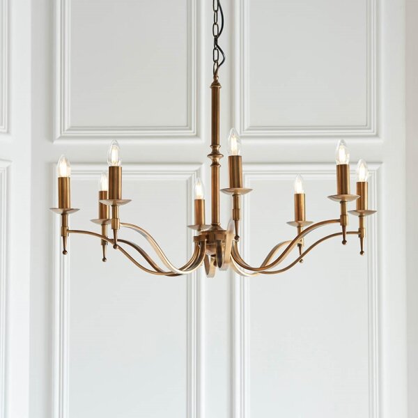 Endon 63629 - Lampadario a sospensione con catena STANFORD 8xE14/40W/230V ottone/beige