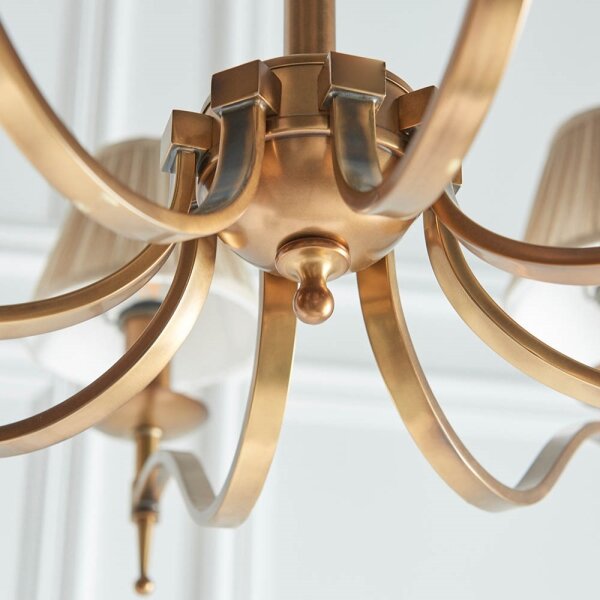 Endon 63629 - Lampadario a sospensione con catena STANFORD 8xE14/40W/230V ottone/beige