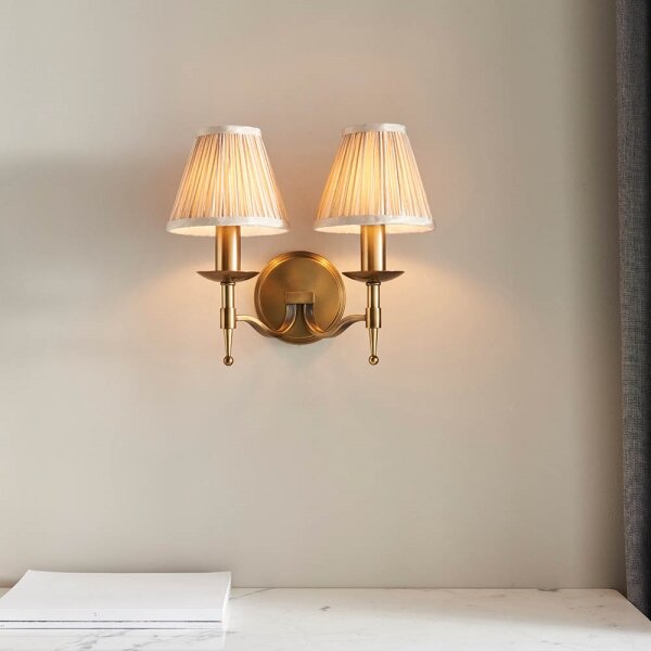 Endon 63654 - Lampada da parete STANFORD 2xE14/40W/230V ottone/beige