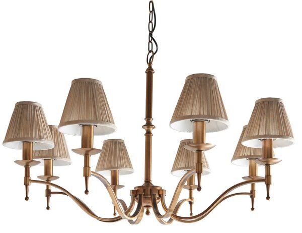 Endon 63629 - Lampadario a sospensione con catena STANFORD 8xE14/40W/230V ottone/beige