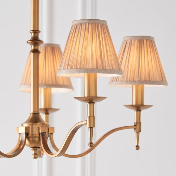 Endon 63627 - Lampadario a catena STANFORD 5xE14/40W/230V ottone/beige