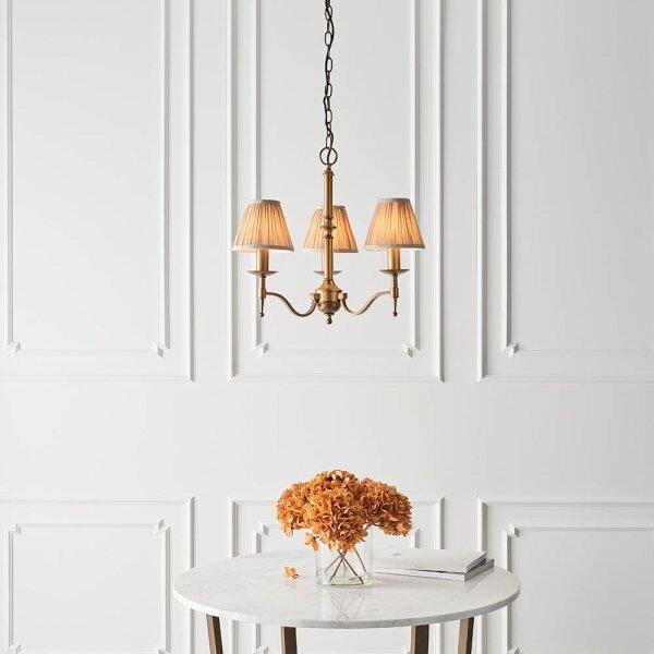 Endon 63628 - Lampadario a catena STANFORD 3xE14/40W/230V ottone/beige