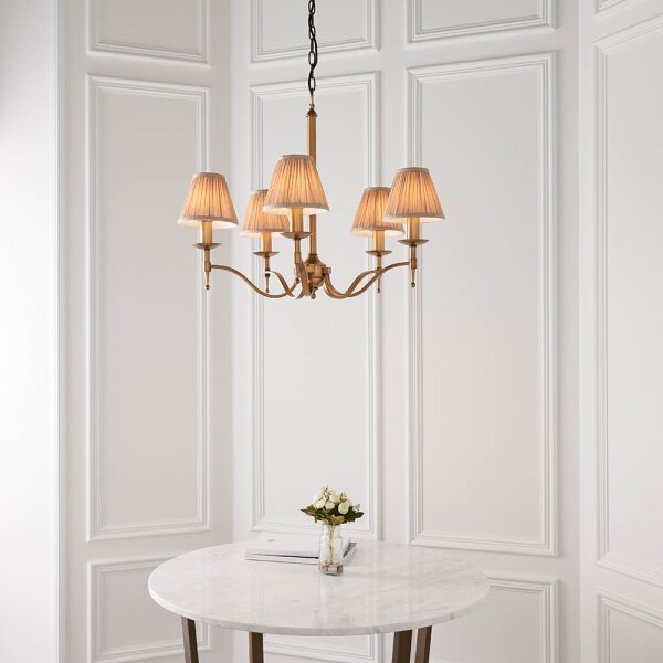 Endon 63627 - Lampadario a catena STANFORD 5xE14/40W/230V ottone/beige