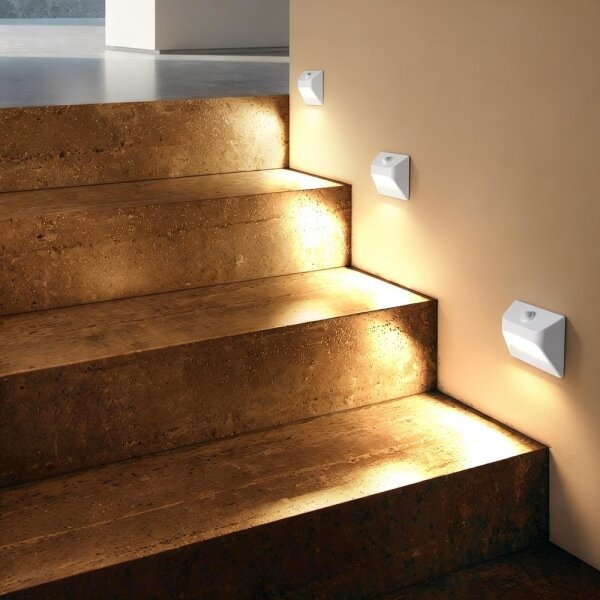 Immax 08308L - Luce LED ricaricabile per gradini con sensore STEP LIGHT, 0,3W/3,7V, 2200 mAh, IP53, bianco