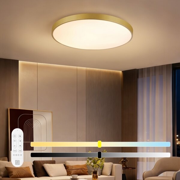 Immax NEO 07311L-LED Plafoniera dimmerabile SEMPLICI 96W/230V diam. 80 cm Wi-Fi Tuya dorata + telecomando