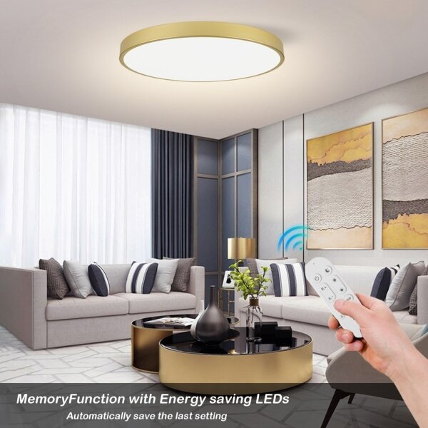 Immax NEO 07311L-LED Plafoniera dimmerabile SEMPLICI 96W/230V diam. 80 cm Wi-Fi Tuya dorata + telecomando