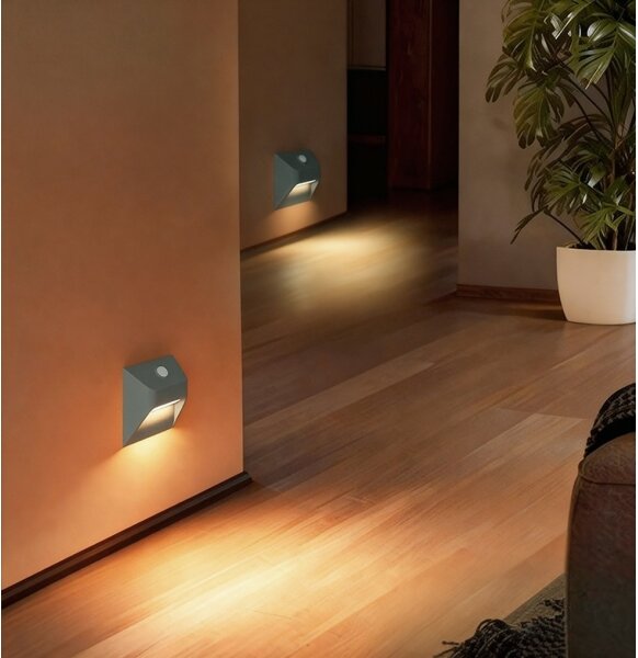 Immax 08309L - Lampada LED ricaricabile per gradini con sensore STEP LIGHT 0,3W/3,7V 2200 mAh IP53 grigio