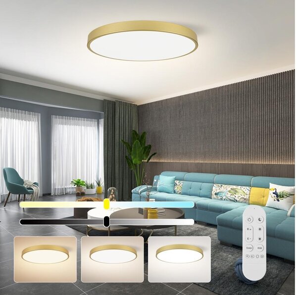 Immax NEO 07311L-LED Plafoniera dimmerabile SEMPLICI 96W/230V diam. 80 cm Wi-Fi Tuya dorata + telecomando