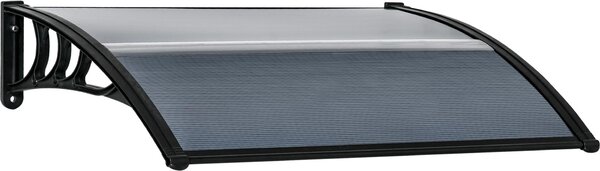 Fortuna Lai Tettoia per porta d'ingresso 100 x 75 cm Tettoia ad arco Tettoia in alluminio e policarbonato Tettoia ad arco con protezione UV Tettoia per porta d'ingresso per balcone, protezione dal sole, protezione dalla pioggia, nero