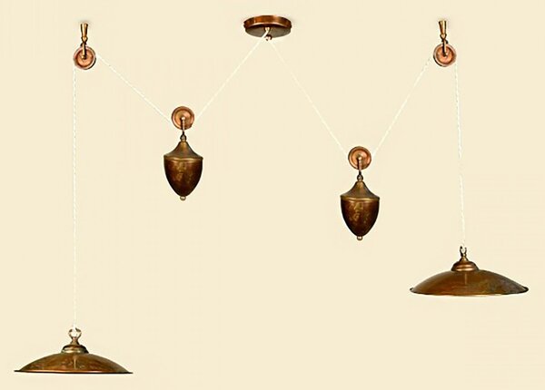 Saliscendi rustico lampadari bartalini elisali c2 cps30 lampada soffitto rustica ottone e27 led - Lampadari Bartalini