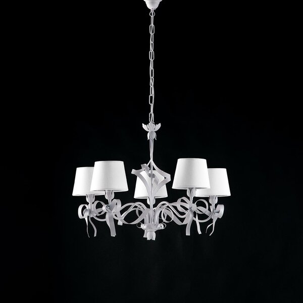 Lampadario Shabby Chic Lucy Bianco 5 Luci BeLight