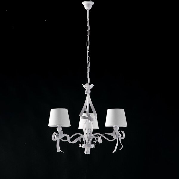 Lampadario Shabby Chic Bianco 3 Luci Lucy Bianco BeLight