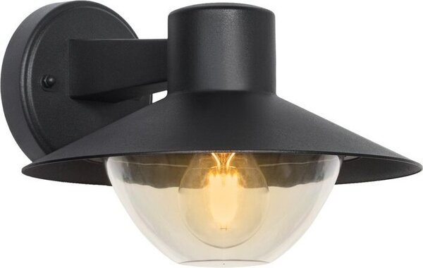 Lampada da parete per esterni a baldacchino nero con paralume trasparente 1xE27 40W Cosmos Candellux
