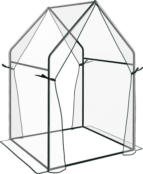 Serra in plastica Fortuna Lai con doppia porta, resistente al vento, per giardino, 90 x 90 x 145 cm, in PE trasparente