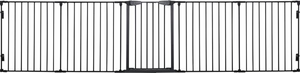 Fortuna Lai 2 in 1 Recinto per cuccioli 5 pezzi Pieghevole Barriera con porta per cani di piccola e media taglia, box per cuccioli fai da te 300 x 74,5 cm Metallo Nero