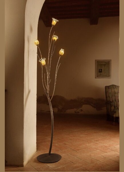 Piantana classica luce piu biancospino bs433 bs435 g9 led lampada terra metallo vetro - Luce Più