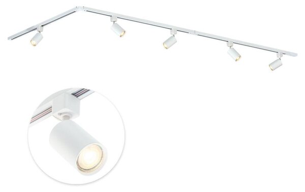 Qub Focus III - Sistema a binario LED - bianco - monofase - 300 cm - 5x spot GU10 - forma a L