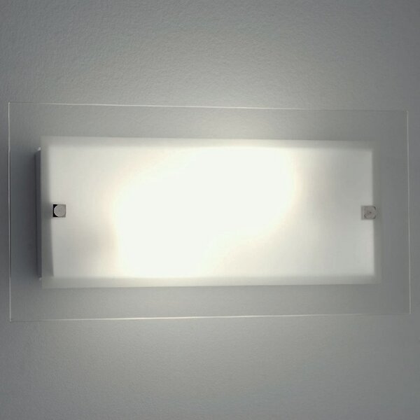 Applique illuminando flat ap g 40x20 e27 led lampada parete vetro satinato trasparente rettangolare moderna interno - Illuminando