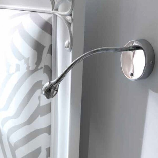 Applique illuminando zip 2w led 2700k lampada parete orientabile flessibile metallo cromo lucido moderno interno - Illuminando