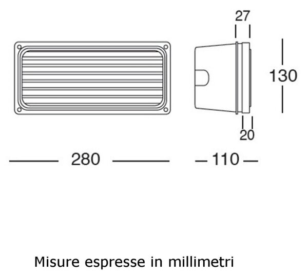 Incasso segnapasso lampadari bartalini brass 894 e27 led metallo parete muro esterni - Lampadari Bartalini