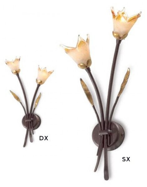 Applique classica flami orchidea 6303 a2f g9 led ferro vetro lampada parete - Flami Illuminazione