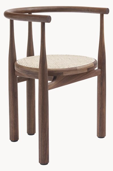 Sedia con braccioli in legno di noce Bukowski