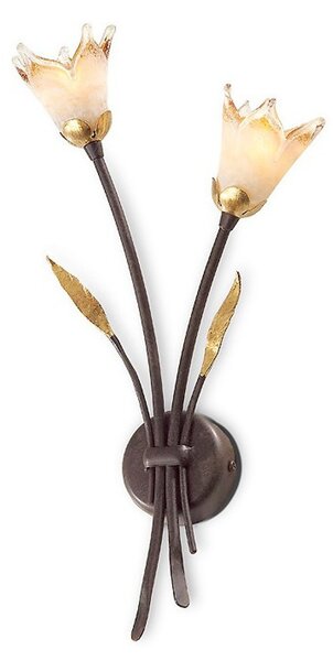Applique classica flami orchidea 6303 a2f g9 led ferro vetro lampada parete - Flami Illuminazione