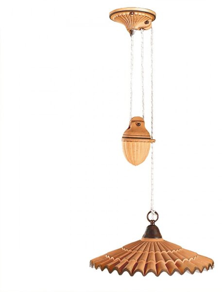 Lampadario saliscendi due p illuminazione vania sg e27 led ceramica rustico contrappeso - Due P Illuminazione