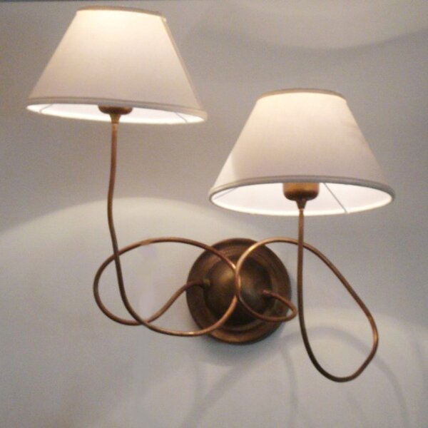 Applique classico lampadari bartalini wilma ap e27 led ottone rame tessuto lampada parete - Lampadari Bartalini