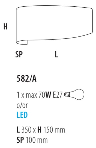 Applique moderna fratelli braga virgola 582 a e27 led metallo biemissione - Fratelli Braga