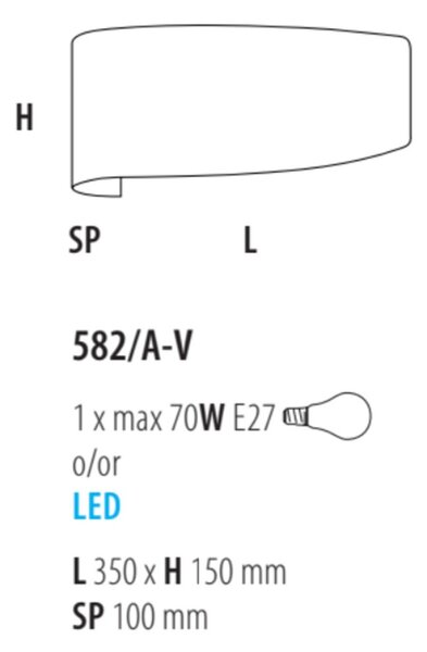 Applique moderna fratelli braga virgola 582 av e27 led vetro biemissione - Fratelli Braga
