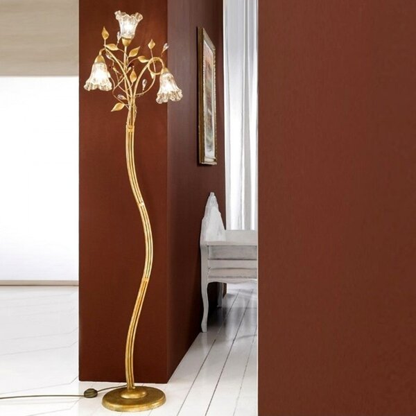 Piantana classica due p illuminazione emma p3 e14 led metallo vetro lampada terra - Due P Illuminazione