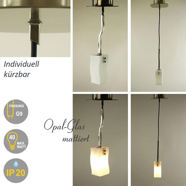 Lampada a sospensione Lampada da soffitto Madrid a 1 luce Lampada alogena con vetro opalino Lampada a sospensione