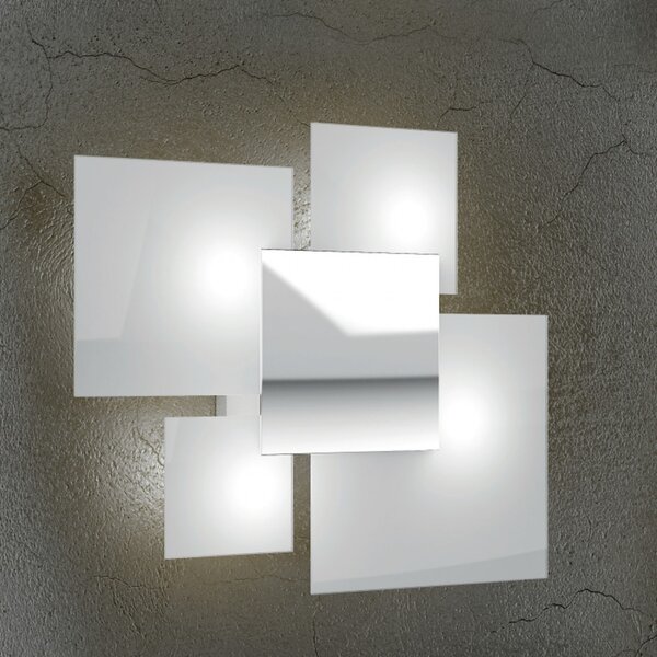 Plafoniera moderna top light shadow 1088 pl90 e27 led vetro lampada soffitto - Top Light