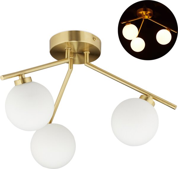 Relaxdays GLOBI plafoniera oro, bianco