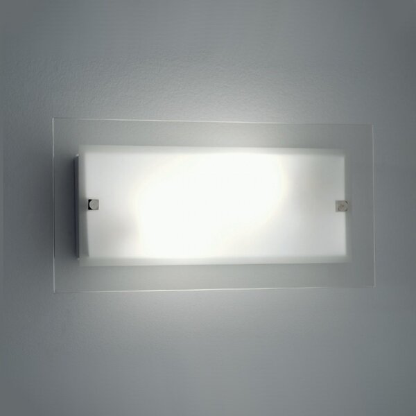 Applique illuminando flat ap p 25x13 e27 led lampada parete vetro satinato trasparente rettangolare moderna interno - Illuminando