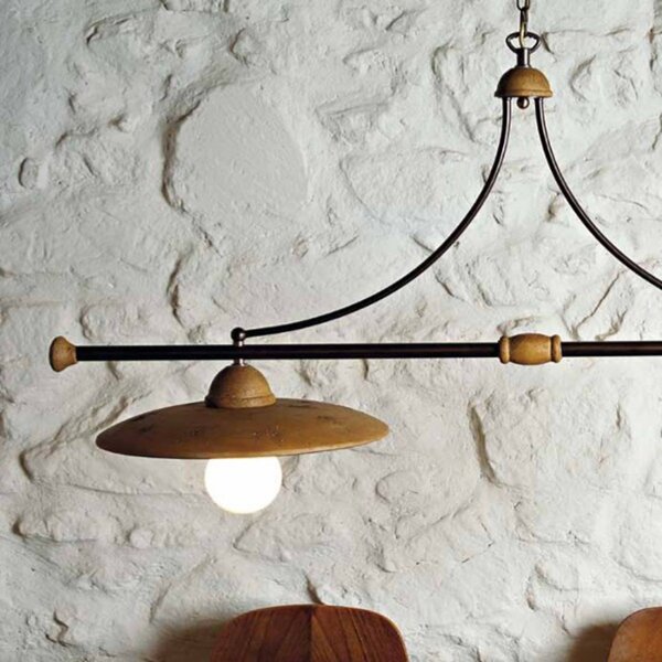 Bilanciere toscot settimello 1165 e27 led lampadario sospensione classica ottone maiolica toscana interni - Toscot