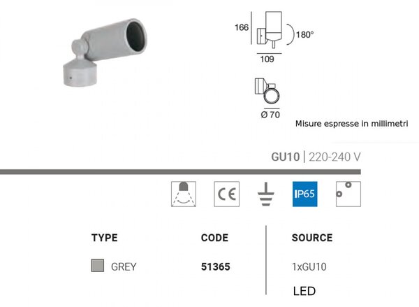 Applique moderno linea light group vision wj 51365 gu10 led faretto orientabile alluminio - Linea Light Group